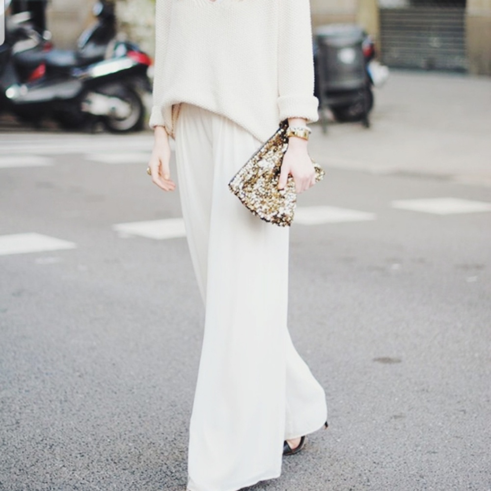 Jennifer Lopez wide leg chiffon pant